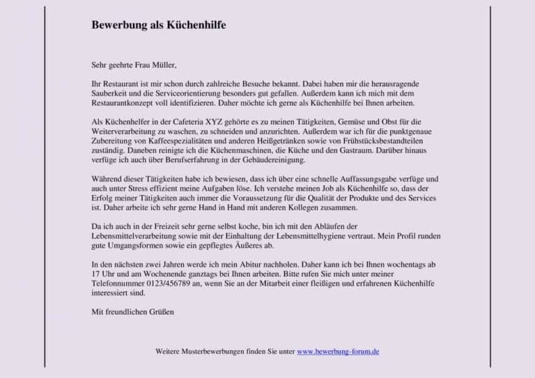 Küchenhilfe Bewerbung: Muster und Tipps