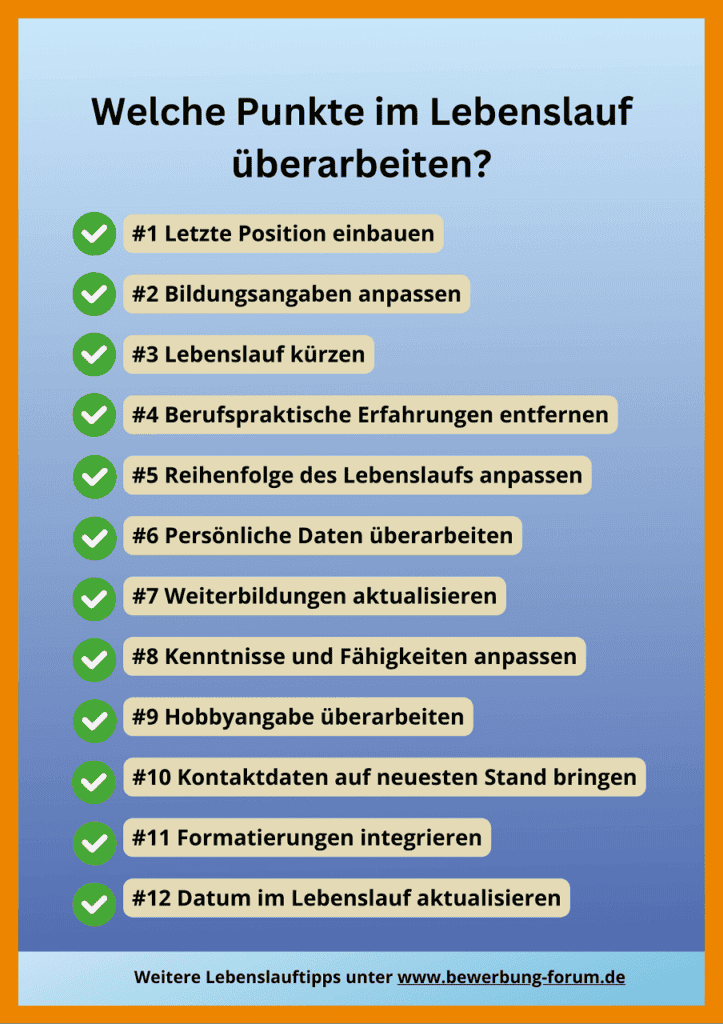 Lebenslauf überarbeiten + aktualisieren