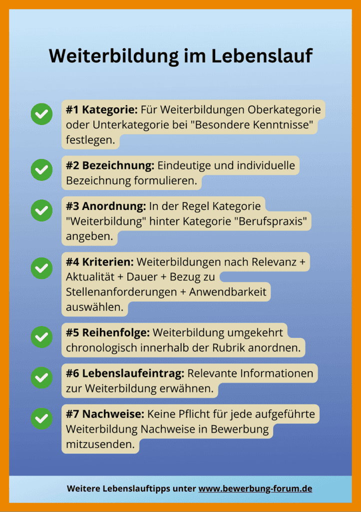 Weiterbildung im Lebenslauf: Tipps Angabe Fortbildung